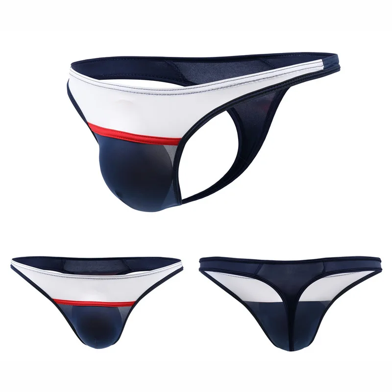 Сексуальные мужские стринги g-стринги ультра-тонкий Ice silk Трусы-стринги Нижнее