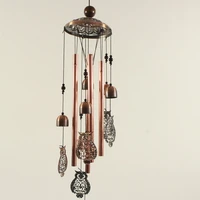 electroplating brass color owl metal pipe bells wind chimes ornaments indoor and outdoor decoration s hook wind chimes