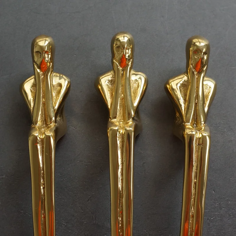 Креативный Твердый латунный тонкий шкаф с длинной ручкой кухонный комод дверные