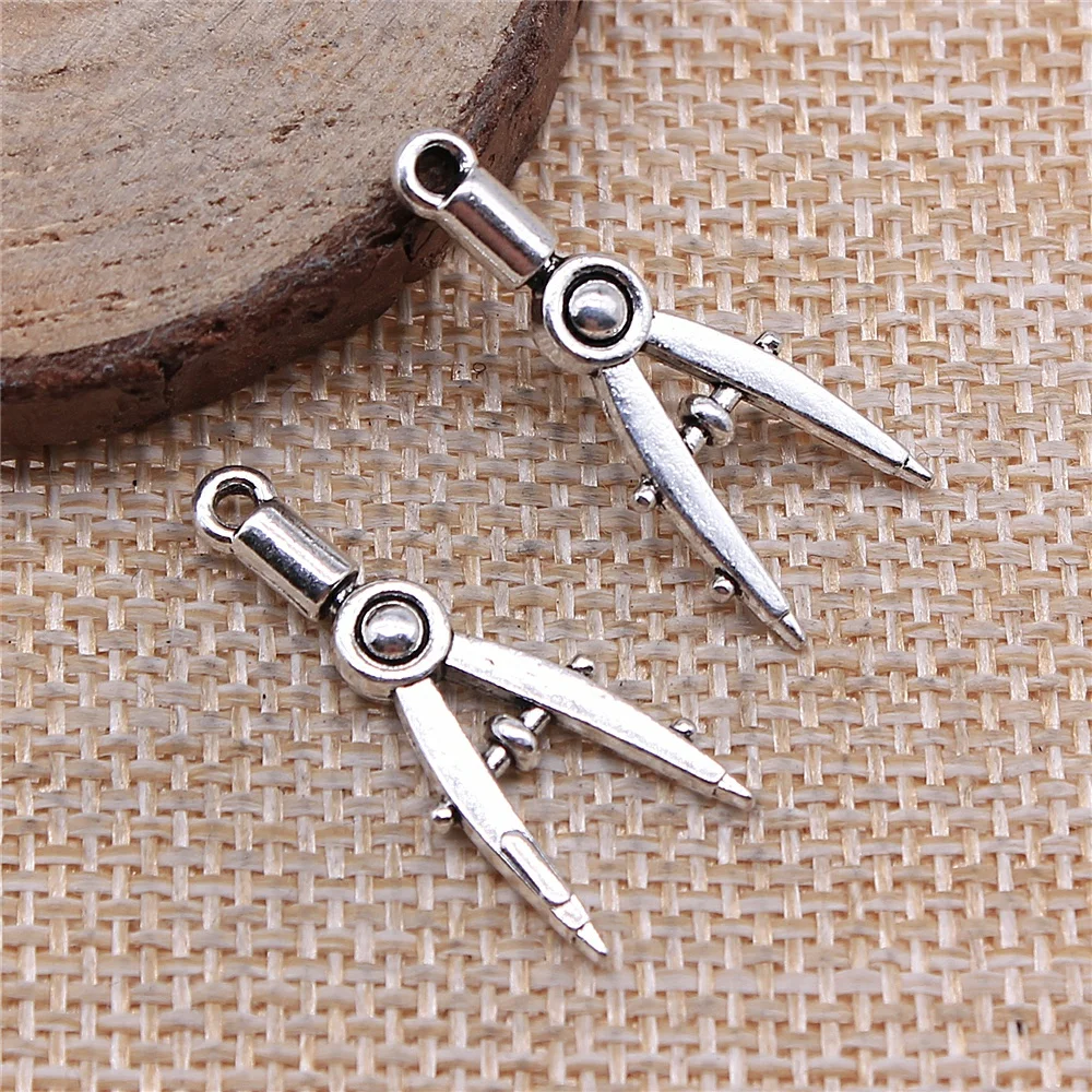 Оптовая продажа, 120 шт./пакет, 11x28 мм, шармы с архитектурным компасом, оптовая продажа, античное серебряное покрытие для искусственных предметов