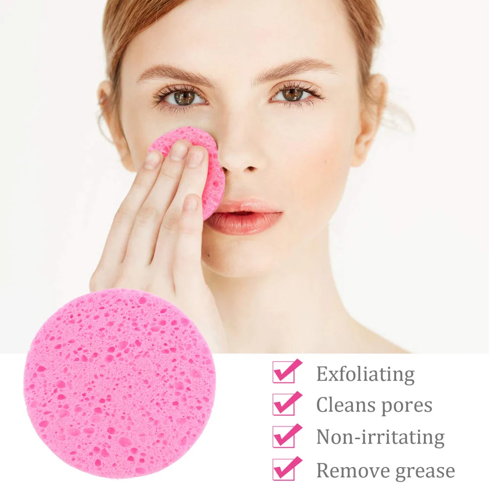 

50pcs Makeup Removal Sponges Round Cellulose Sponges Face Washing Sponges