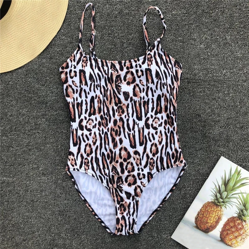 Бразильское бикини 2021 скромная пляжная одежда с завышенной талией леопардовый