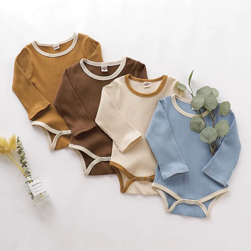 Боди с длинными рукавами для новорожденных однотонные Детские девочек и
