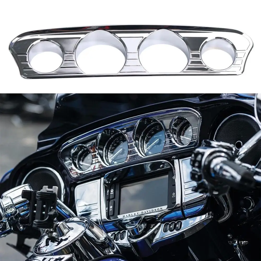 

1 Pcs Motorcycle Components Tri-Line Gauge Instrument Decoration Trim For Harley Touring Trike 2014-2017 Chrome 7284