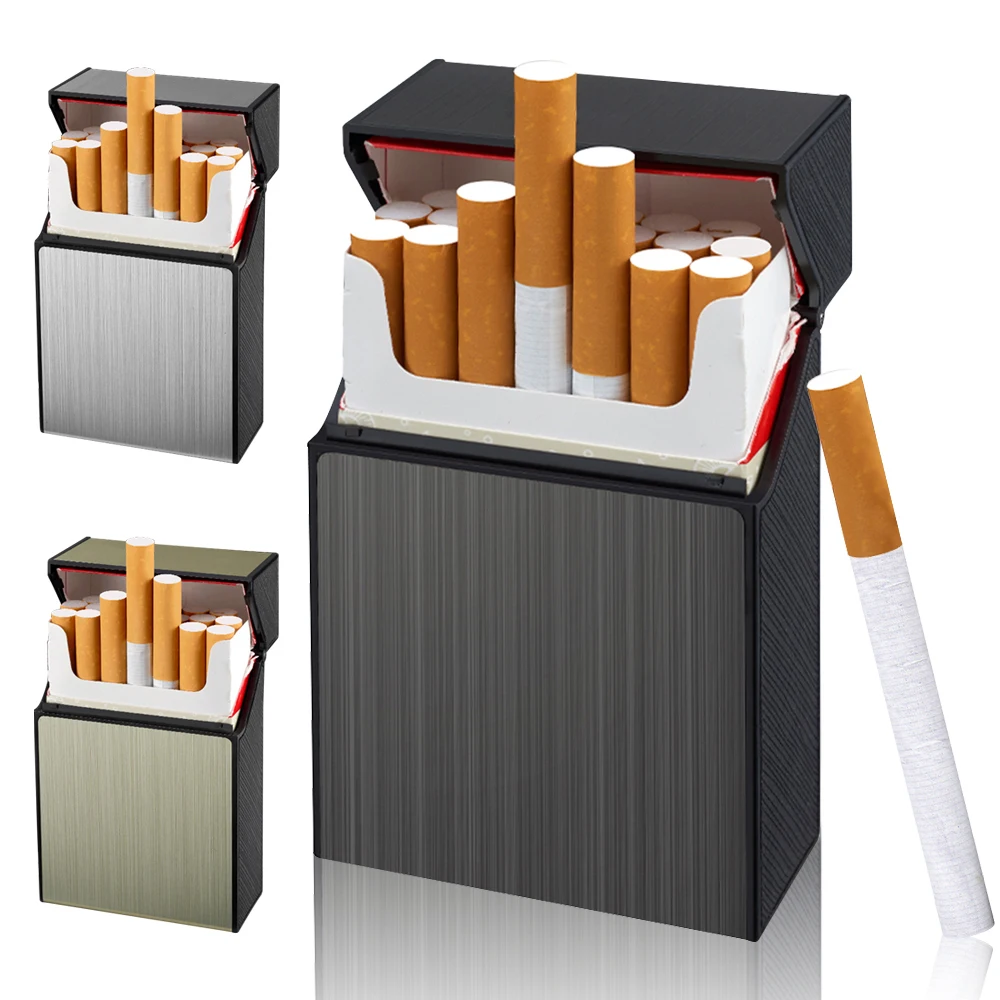 

Portable Cigarette Case Metal Smoking Cigarette Box 20pcs Capacity Tobacco Holder Cigarettes Pack Cover Storage Box Men's Gadget