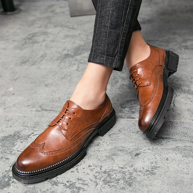 

Bullock Carved Oxford Shoes For Men High Quality Luxurious Formal Men's British Style Wedding Party Italian Leather Trend Brand
