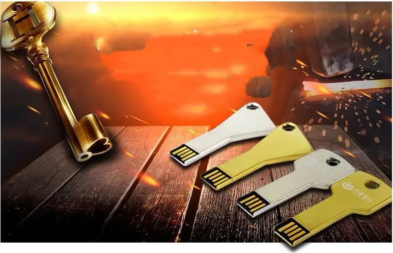 USB флеш-накопитель 32 ГБ в форме ключа, usb накопитель 2,0 128 Гб 64 ГБ, металлический золотой флеш-накопитель 16 ГБ, карта памяти 8 ГБ 4 ГБ, бесплатный логотип на заказ