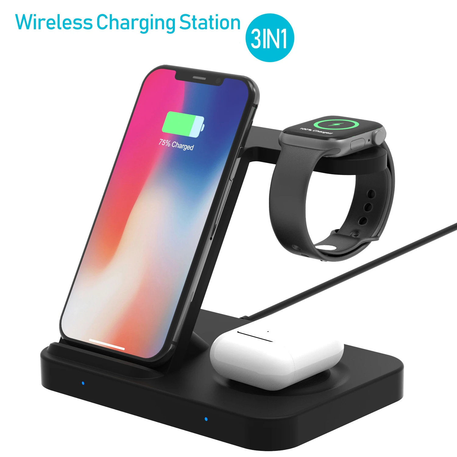 

FDGAO 3 in 1 15W Fast Qi Wireless Charger for iPhone 12 11 XS XR X 8 Dock Station For Apple Watch 6 5 Airpods Pro Charging Stand