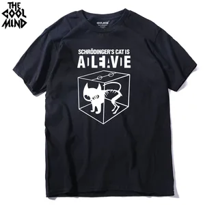 Мужская футболка с коротким рукавом COOLMIND CA0212A schrodinger cat, Повседневная футболка из 100% хлопка с принтом, крутые летние мужские футболки