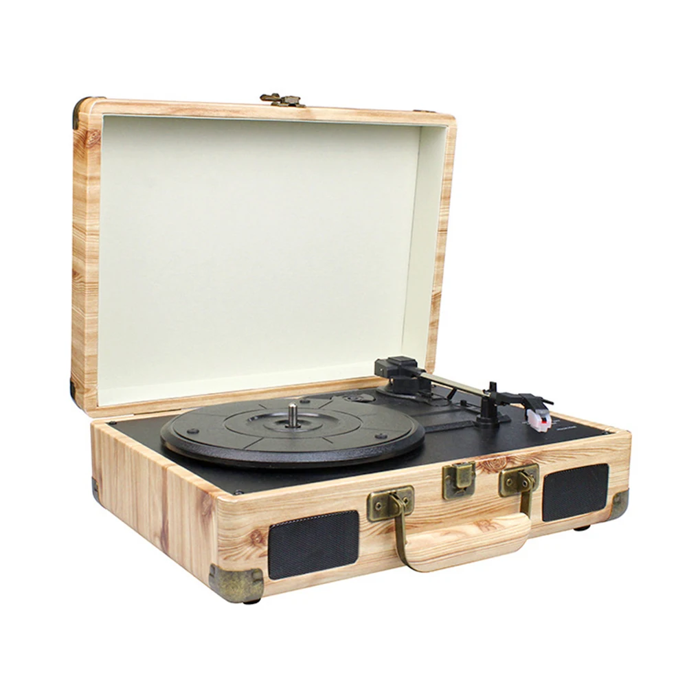 

Suitcase Record Player Vintage Phonograph 3-Speed Belt-Driven Turntable Record Player with Aux in RCA Output Headphone Jack New