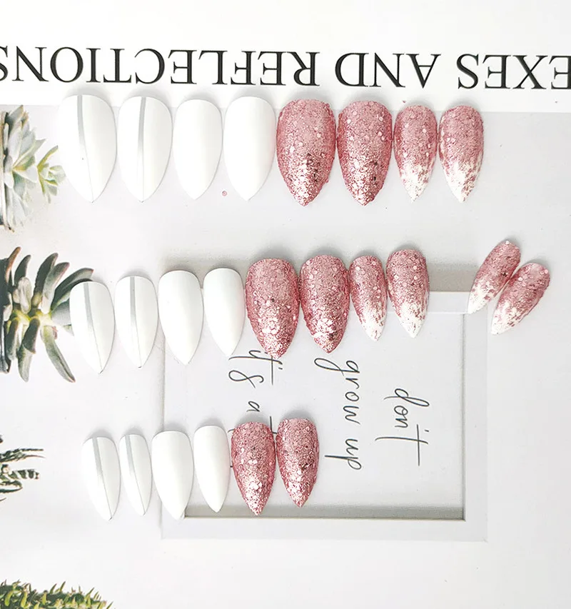 1 коробка накладные ногти в европейском и американском стиле матовая серебряная