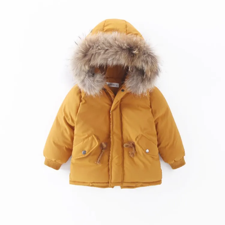 2019 winter boy fur collar drawstring cotton warm jacket |
