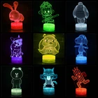 Светодиодный ночсветильник с милыми аниме животными, кактусами, игрушка для детей, мужчин и женщин, украшение для спальни, настольная лампа 3D, Праздничный Рождественский подарок