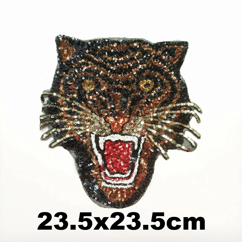 

large embroidery big leopard tiger animal cartoon patches for clothing DE-3276