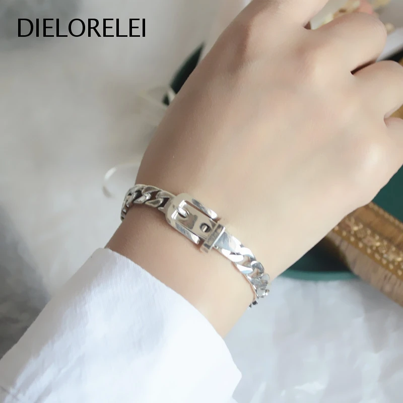 

Браслеты DIELORELEI из стерлингового серебра 925 пробы, простая нишевая бижутерия для женщин и девушек, предотвращает аллергию металлический поя...