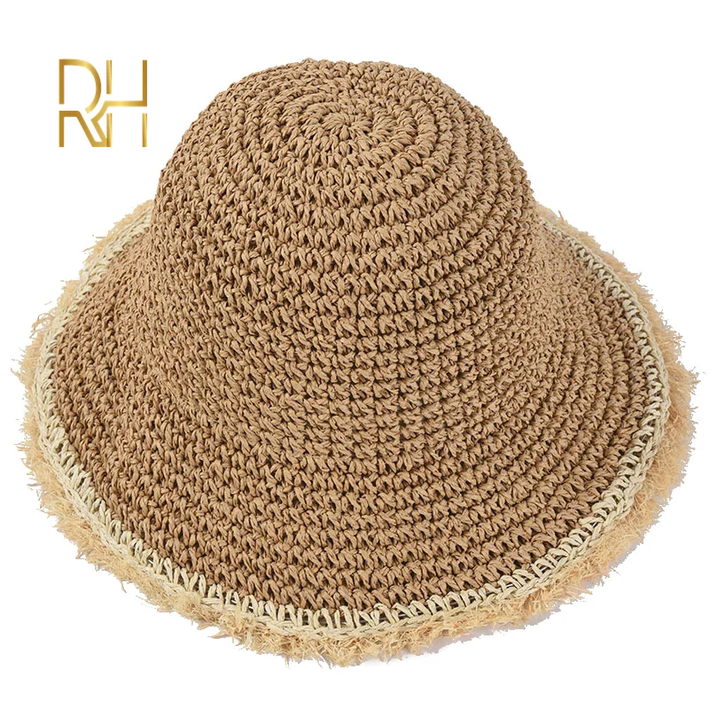 Шляпа женская Соломенная с широкими полями складная пляжная Панама от солнца из