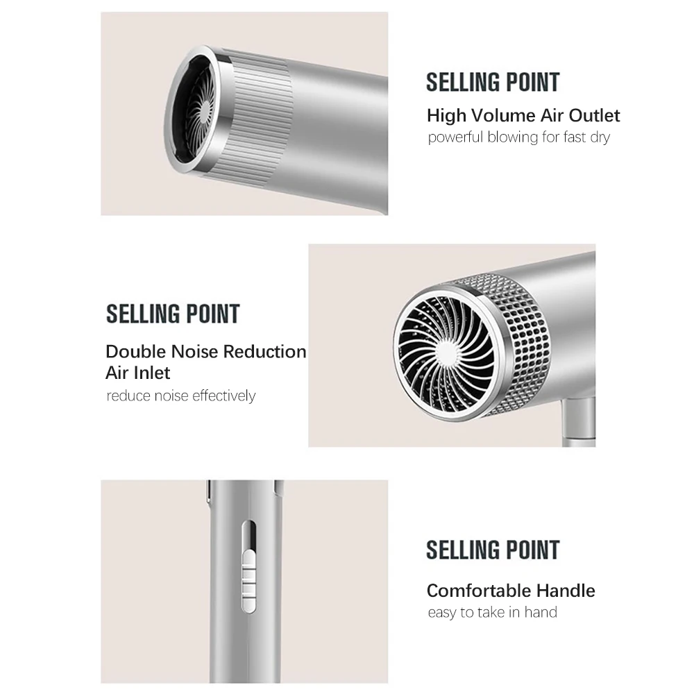 

120000rpm Professional Hair Dryer Constant Temperature Strong Negative Ion Hair Dryer Hot & Cold Wind Salon Hair Tools Low Noise