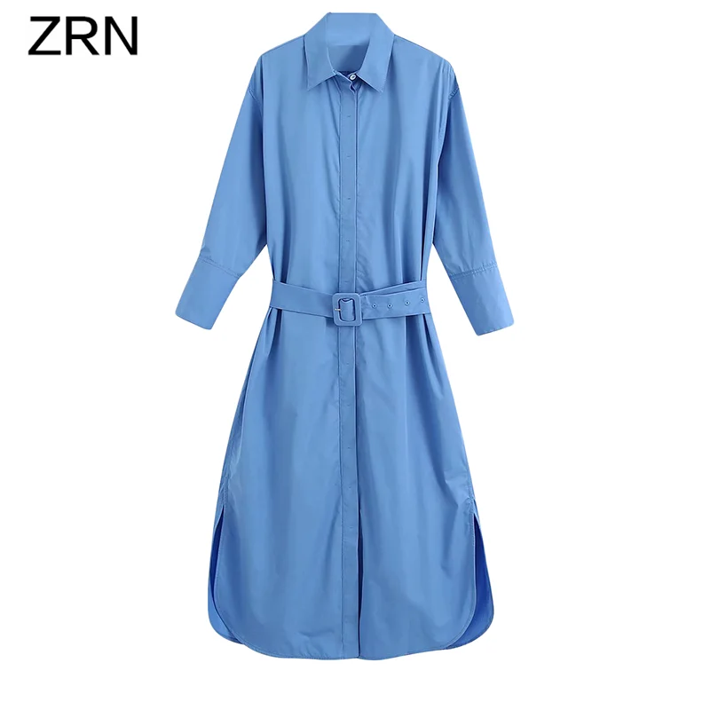 Женское платье ZRN элегантное модное однотонное с длинным рукавом Осенние
