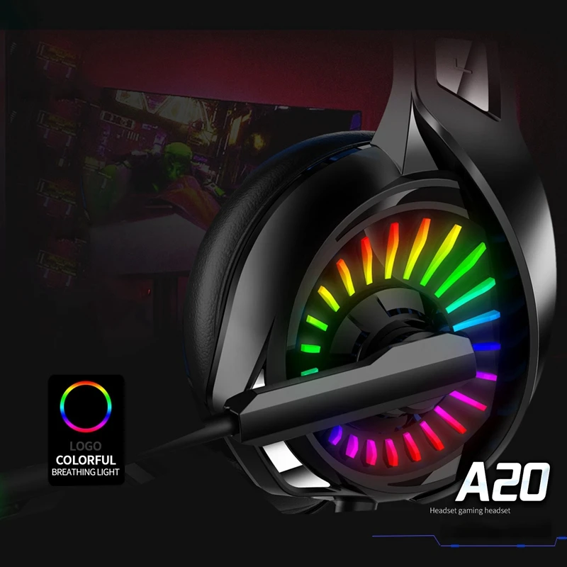 Игровые наушники A20 PS4 4D стерео RGB гарнитура с микрофоном для одного