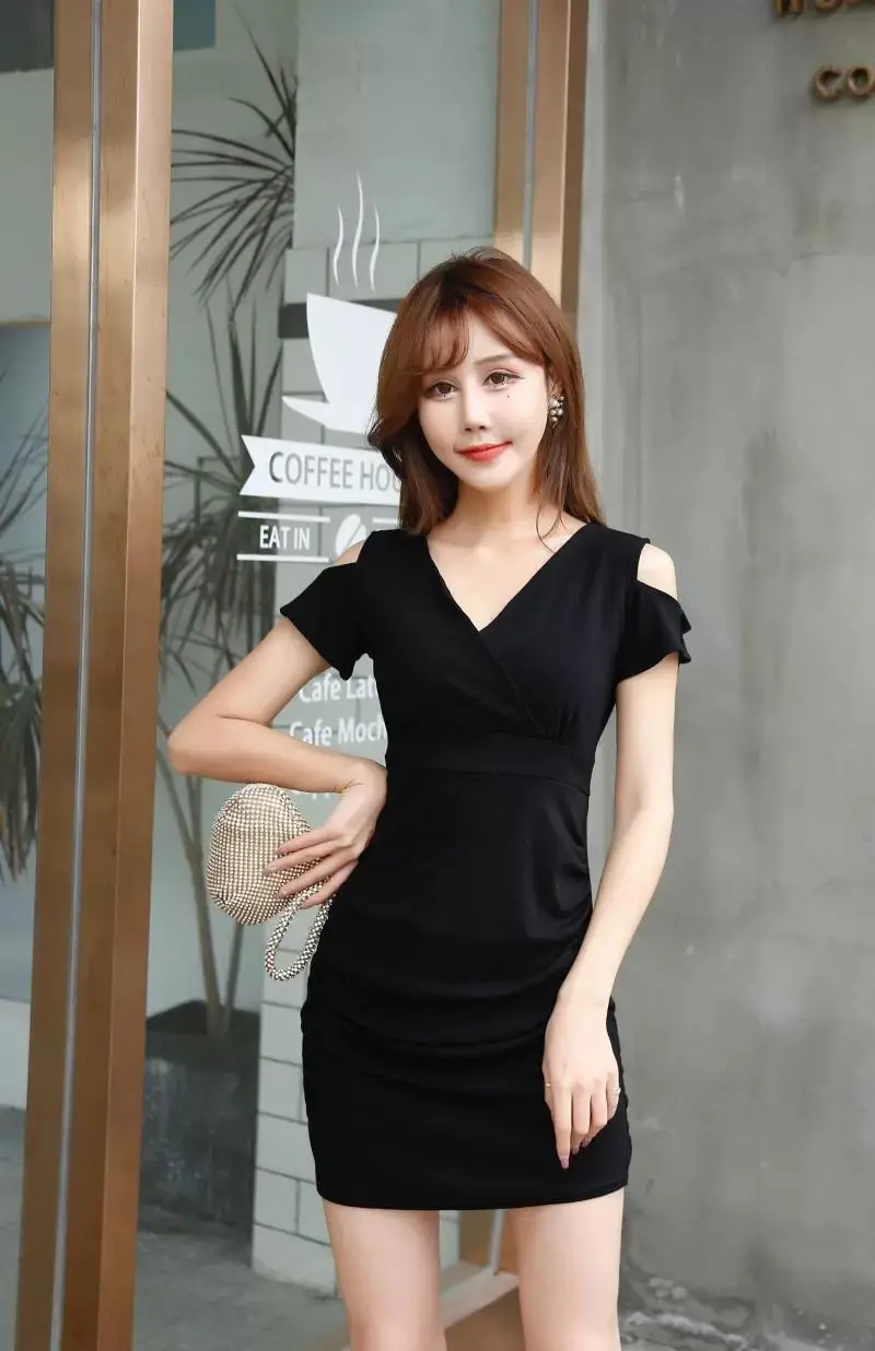 Женские туфли для ночного клуба Шикарное платье с v образным вырезом и низким