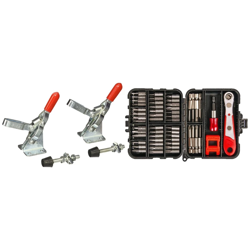 

2 Pcs 50 Kg 110 Kg U-Bar Flange 101A Carpenter's Clamp With 53PCS Multifunction Hex Screwdriver Bit Set