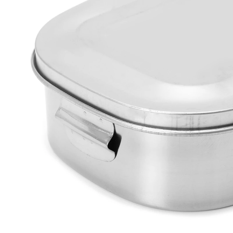 

Stainless Steel Square Lunch Box Bento Food Picnic Container Travel 1/2 Layer L4MF
