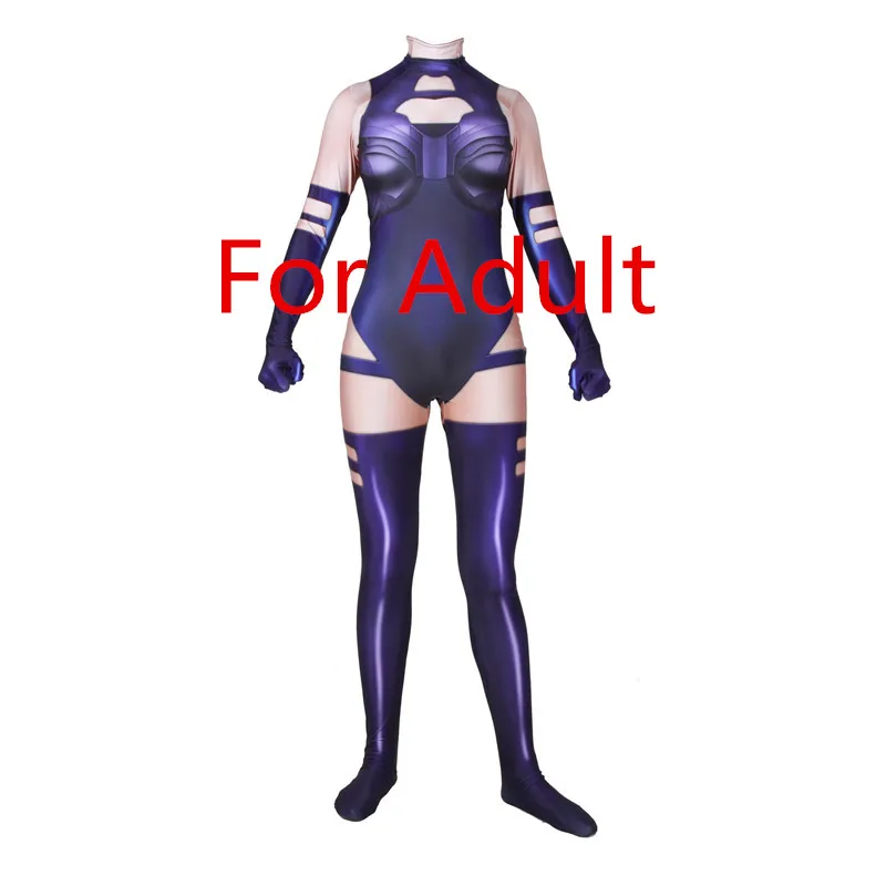 Psylocke Adult Костюм Икс-мен для косплея, серый, джинсовый, Китти, прайд, Psylocke, костюм супергероев, Zentai, боди, костюм, Комбинезоны для женщин, детей на Хэллоуин - Цвет: Psylocke Adult