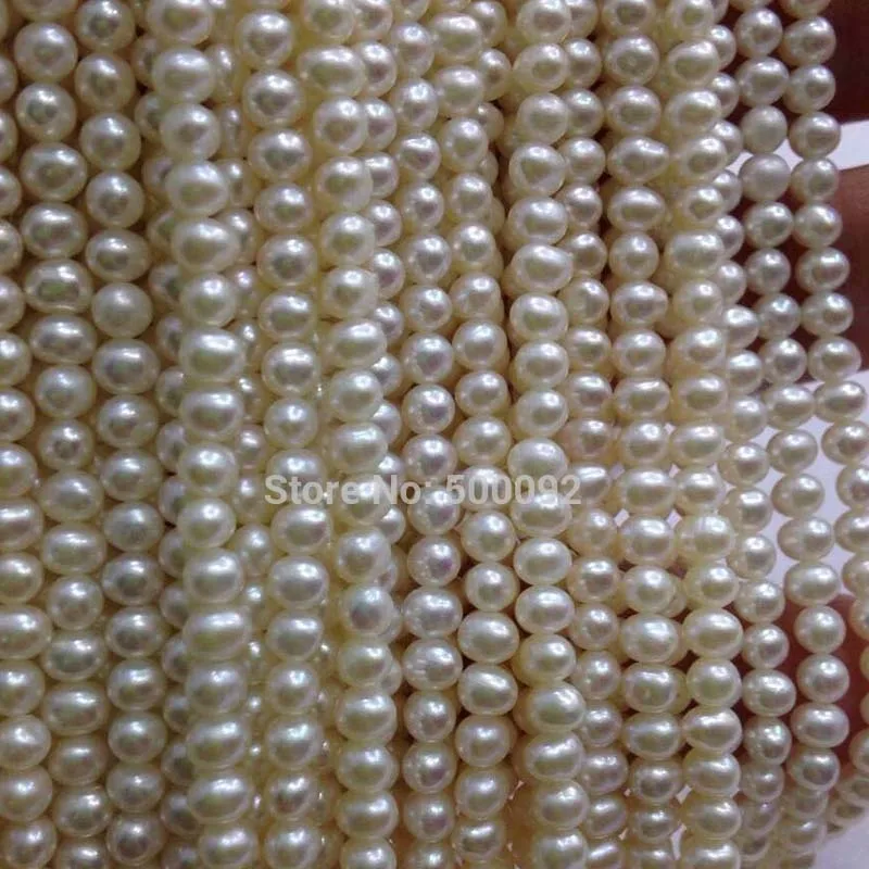 

AAA 10 Qty 3.3-3.5mm near round white genuine pearl strands