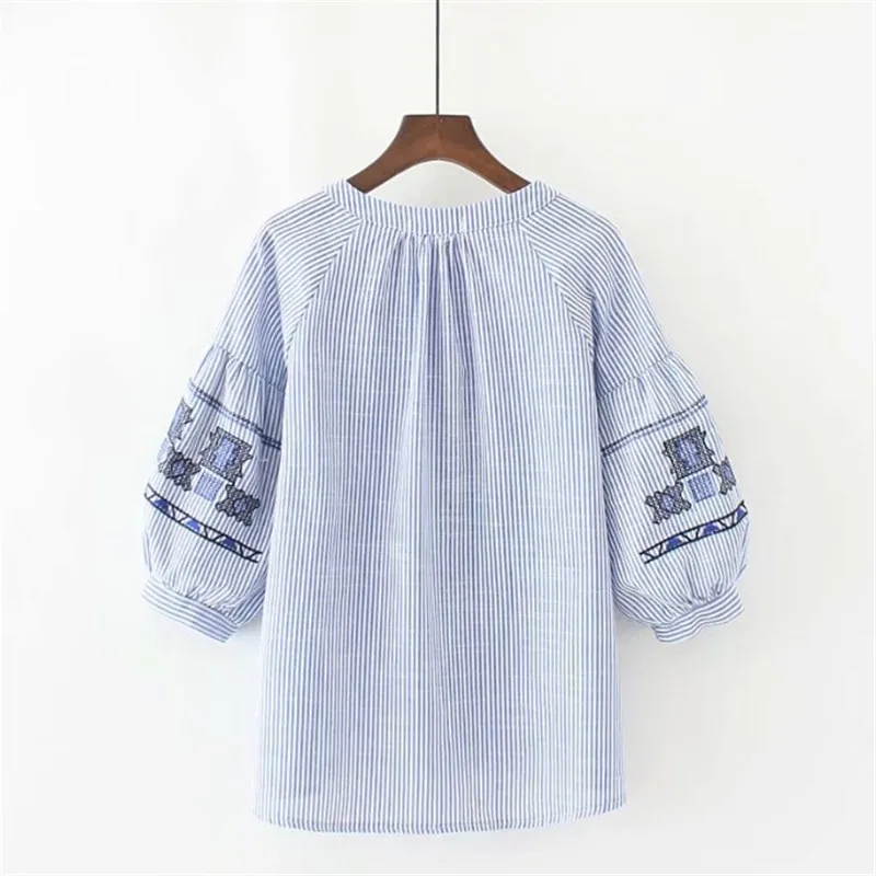Блузка женская с вышивкой и кисточками в полоску|blouses plus|shirt blousewomen tops |