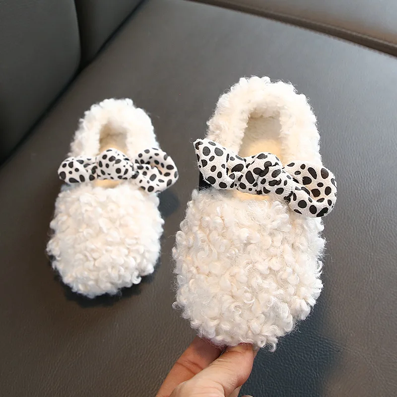 New Winter Kids Fur Shoes Baby Girls Warm Flats Children Princess Toddler Brand Loafer Fashion Sneakers | Детская одежда и обувь