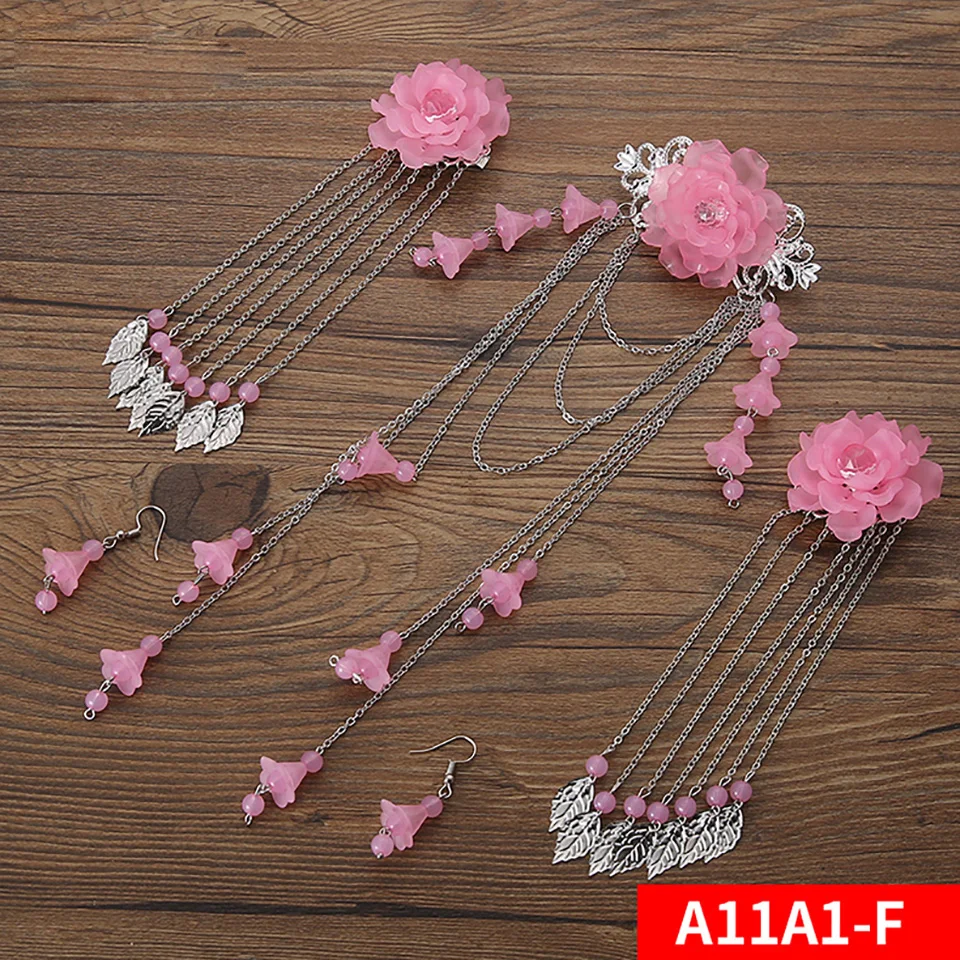 

Chinese Traditional Hair Accessory Set Girls Tassels hair Sticks with Combs Hair Clip Ancient Style Hair Jewelry
