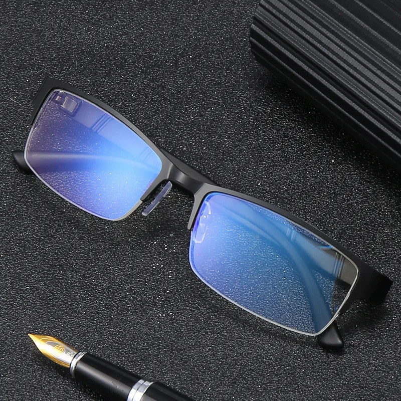 Anti Blue Reading Glasses Men Retro Square Metal Half Frame radiation protection glasses for Women 0+1.0+1.5+2.0+2.5+3.0+3.5+4.0 |