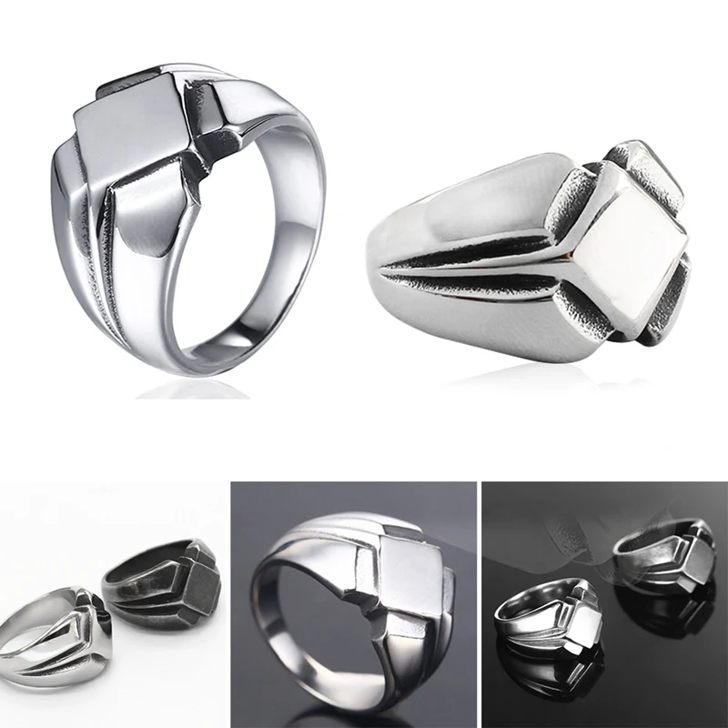 Мужское кольцо из нержавеющей стали Скандинавское винтажное античное черное