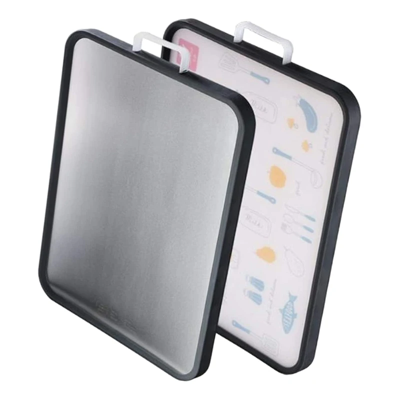 

Stainless Steel Double Sided Chopping Board Multifunctional Kitchen Cutting Board Vegetable Fruits Food Chopping Block