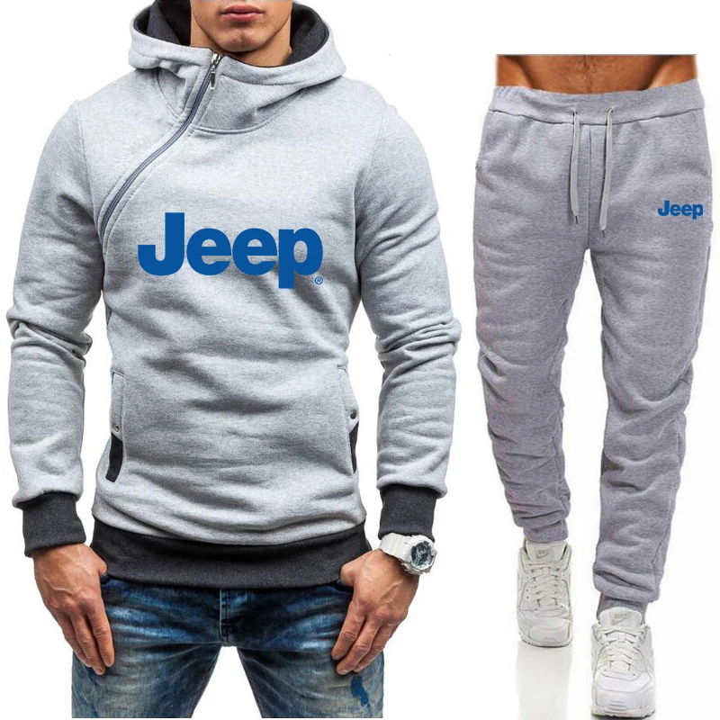 

Men's Sets JEEO car logo Brand Zipper Hoodies Sportswear Tracksuits Hot Men's Hoodies+Pants Male Streetswear Coat Jackets