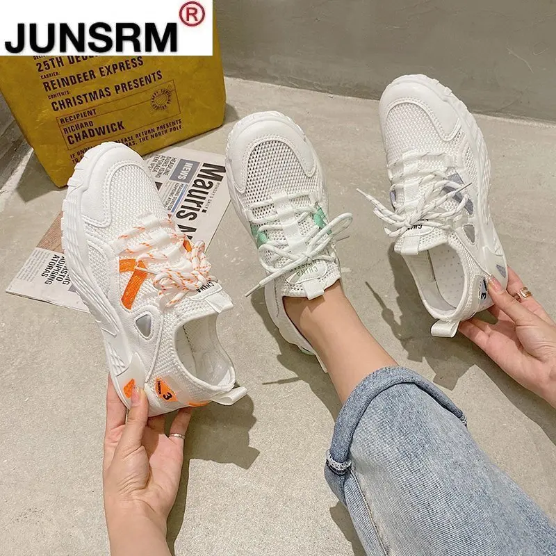 

Women Shoes Fashion Lace-up Lightweight 2021 Spring New Sneakers Solid Color Mesh Breathable Women Casual Shoes Tenis Feminino