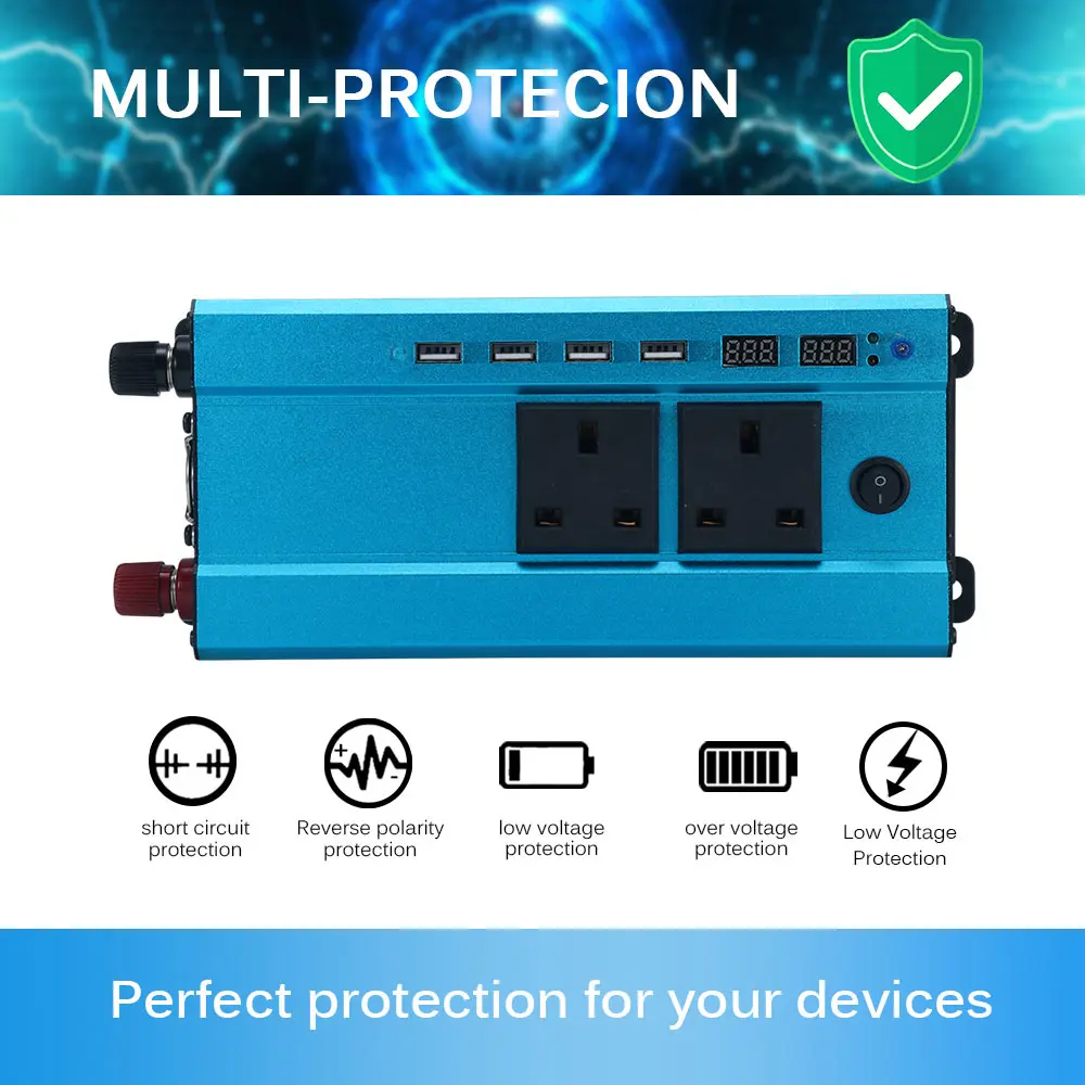 

Corrected Sinusoidal Wave Car Inverter 1200W Voltage Car Power Inverter DC 12V To AC 220V Converter Car Power Inverter