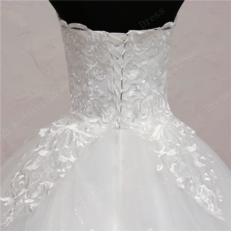 Real Photo Lace Embroidery Strapless Wedding Dresses Long Train Gown Elegant Make Plus Size Cheap Vestido De Noiva | Свадьбы и
