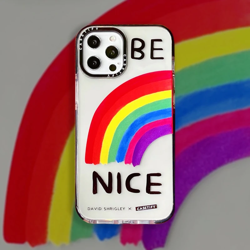 

INS Art Retro Rainbow Letter Phone Case For iPhone 13 12 11 Pro Max XR X XS Max 7 8 Plus Cases Clear Shockproof Silicone Cover