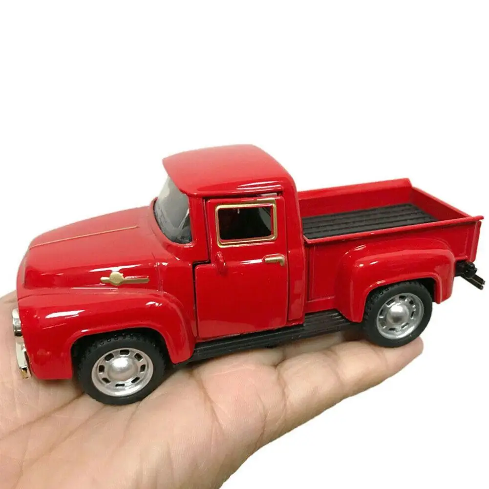 Red Truck Pickup Alloy Car Miniature Model Toy Boy Children's Xmas Gift Christmas Classic Rustic Vintage Metal Home Decoration | Дом и сад