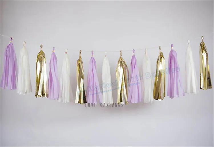1 комплект Лавандовая металлическая Золотая гирлянда с кисточками висячие