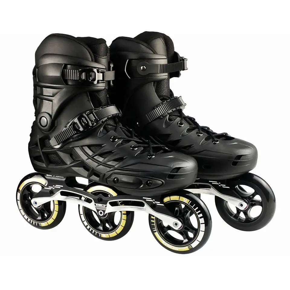 Black45-46 Скоростные роликовые коньки профессиональные полусапожки обувь для катания на коньках 3*110 мм колеса размер 35 до 46 Катание на роликах SH62 - Color: Black45-46