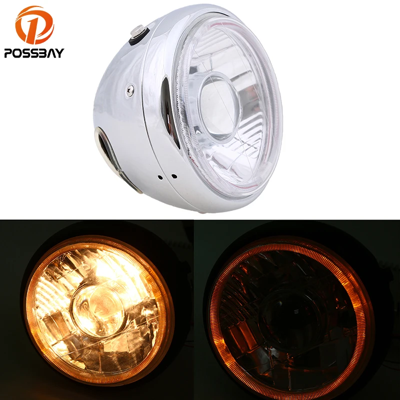 Хромированные винтажные мотоциклетные галогенные фары POSSBAY угловые для