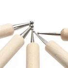 5 шт. 2 Way деревянный нажмите с силой так ручка Marbleizing инструмент нейл-арта в горошек пунктирные инструменты для дизайна ногтей маникюр стразы выбора