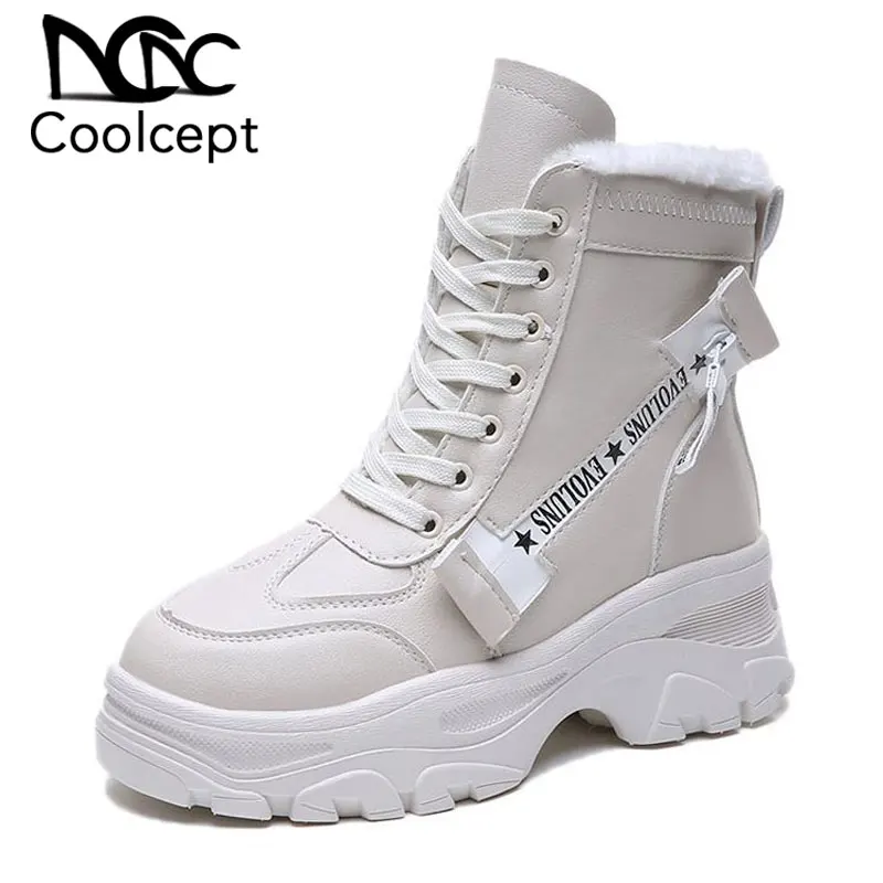 Coolcept/модные женские ботильоны с боковой молнией осенне-зимние кроссовки круглым