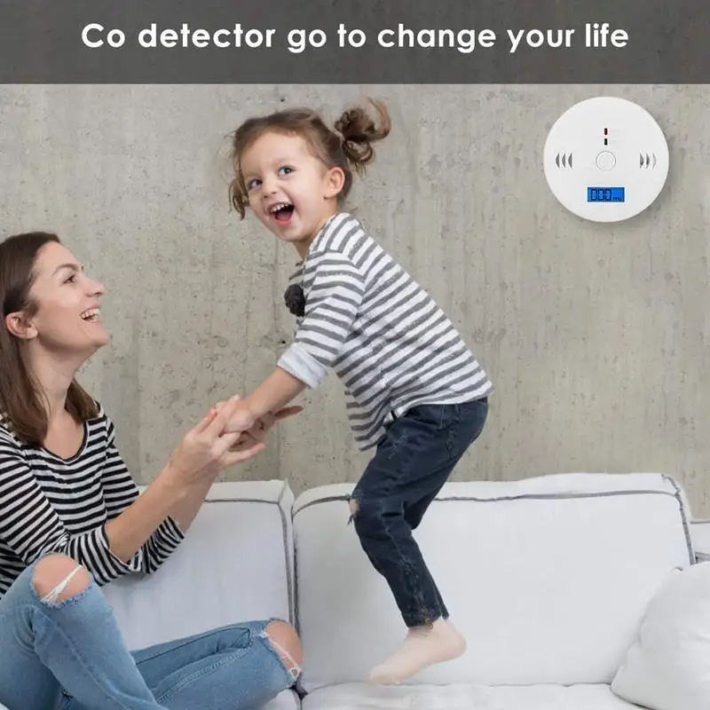 Carbon Monoxide Gas Detection Co Detector Alarm Lcd Portable Security Monitor Battery Powered Clock Warning (9V B |