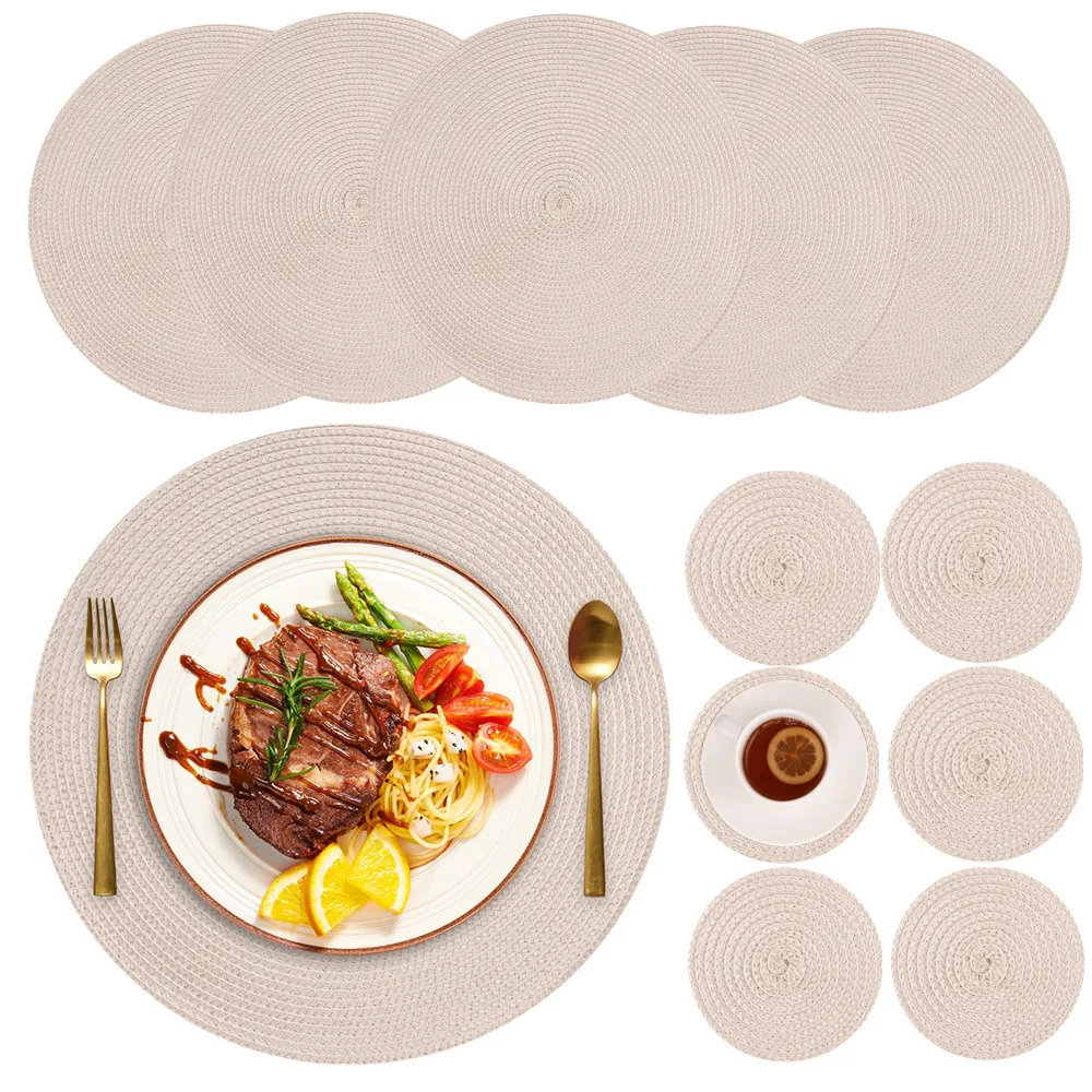 

34CM Round PVC Placemat Kitchen Dining Table Mats Steak Pad Anti-scalding Insulation Pads INS Nordic Hotel Restaurant Home Decor