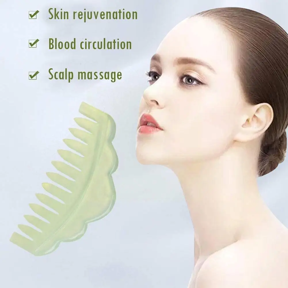 

Natural Jade Hair Comb Head Massager Scalp Massage Gua Board Stone Massage Sha Hair Body Brush Comb S7C5