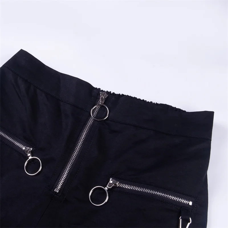 

Dark Goth Harajuku Black Streetwear Women Casual Pants Gothic Punk Grunge Harem Pants With Chains Black Female Long Trousers