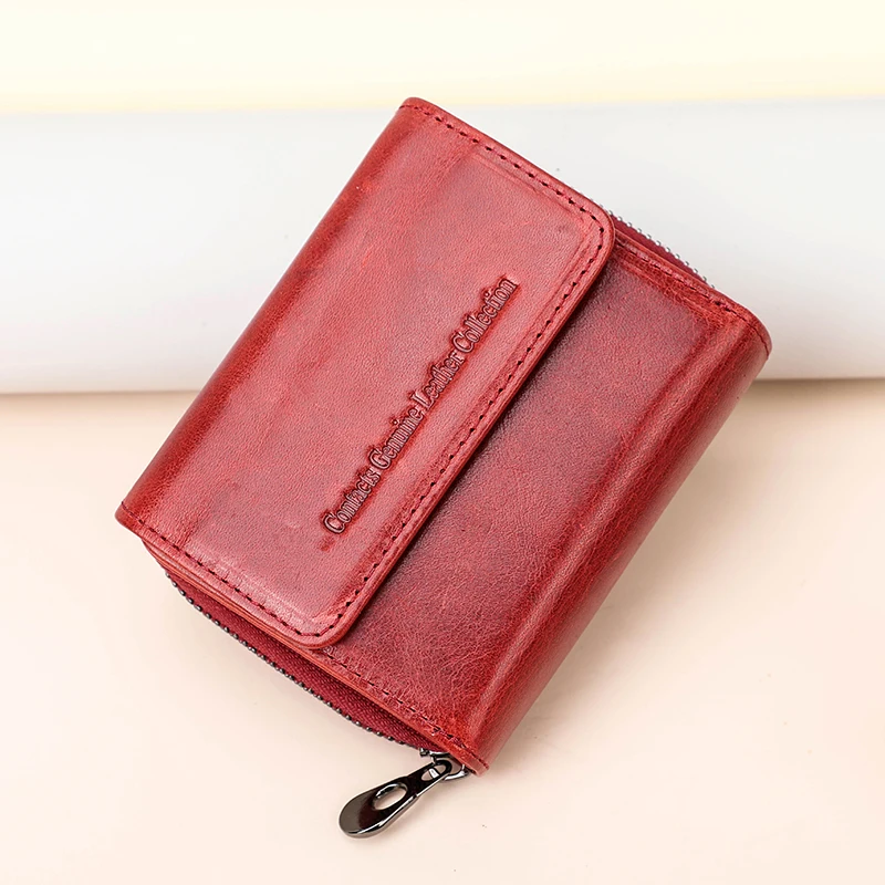 

Contact's 100% Genuine Leather Women Wallet Coin Purse Small Mini Card Holder Cartera Fashion Ladies Wallets Rfid Money Bag